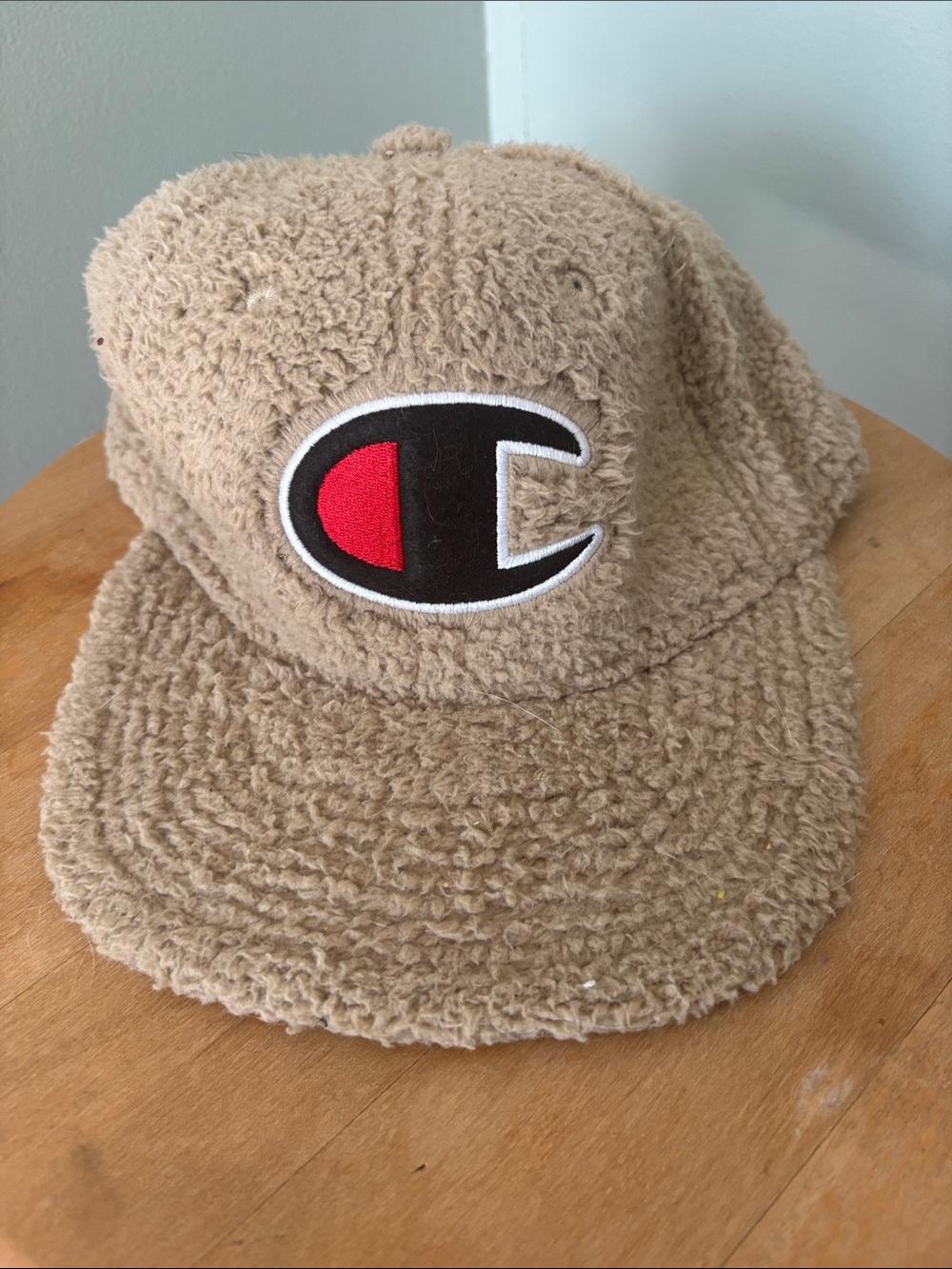 Champion Sherpa Baseball Cap in Tan with Red & Black Logo
